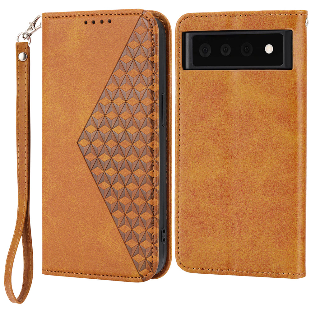 Phone Wallet Case for Google Pixel 7a Imprinted Rhombus Pattern Calf Texture PU Leather Stand Phone Cover Phone Wallet Case for Google Pixel 7a Imprinted Rhombus Pattern Calf Texture PU Leather Stand Phone Cover
